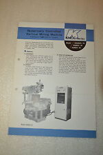 MAKINO CONTROLLED VERTICAL MILLING MACHINE Brochure CATALOG (JRW #085), used for sale  Canada
