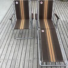 Cadeiras dobráveis vintage com zíper Dee Air Stream 2 listras marrons com 1 acessório lounge. comprar usado  Enviando para Brazil
