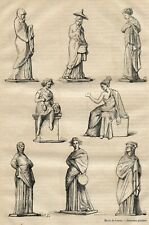 1877 Louvre Museum Greek statuettes I  Original antique print Greece for sale  Shipping to South Africa