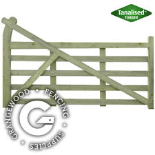 5 Bar Wooden Ranch Style Driveway Gates - Pressure Treated Tanalised Green, used for sale  Shipping to Ireland