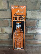 Used, VINTAGE DRINK ORANGE CRUSH PORCELAIN GAS STATION SODA DOOR SIGN 14" X 4" for sale  Shipping to South Africa