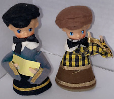 Pixie Carolers Vintage Christmas Rubber Face Felt Figure 2 Choir Boys Japan for sale  Shipping to South Africa