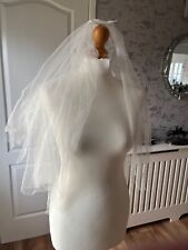 100% Pure Crisp Silk, 2 Tier Wedding Veil, 31" in Ivory with Crystals all over. for sale  Shipping to South Africa