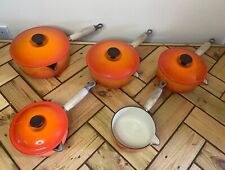 Le Creuset Volcanic Orange Cast Iron Saucepan Set Of 5- 14/16/18/20/22- Lids for sale  Shipping to South Africa