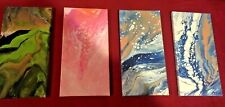 1 of 4-Abstract Original Acrylic Pour Painting Canvas Fluid Art 7 X 14" NICE! for sale  Shipping to Canada