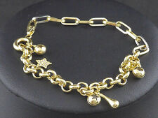 Armkette 585 GOLD 14 Karat Gelbgold bracelet Zirkonia Herz Stern oro G2260/22, gebraucht gebraucht kaufen  Weststadt