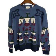 Suéter de gola redonda vintage de madeira e cinza asteca sudoeste Ramie algodão tamanho grande comprar usado  Enviando para Brazil