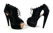 Miss Selfridge Black Suede Leather Stiletto High Heel Platform Shoes UK Size 6 for sale  Shipping to South Africa
