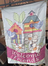 WELCOME FRIENDS House Flag flowers bird Spring Garden Banner 28x40 for sale  Shipping to South Africa