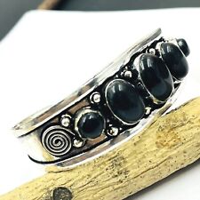 Brazalete de joyería de piedra preciosa de ónix negro ovalado de plata esterlina 925 hecho a mano segunda mano  Embacar hacia Argentina