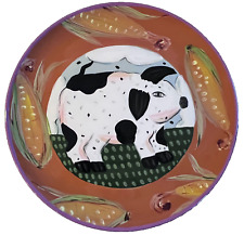 Droll Designs Pottery PIG Hand Painted Farm Animal Charger Dinner Plate 13.25", used for sale  Shipping to South Africa