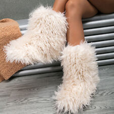 Botas de inverno sapatos peludos femininos botas de neve de pele macia quente botas de pelúcia de lã sintética comprar usado  Enviando para Brazil