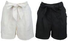 Ex-Store Ladies Herringbone Weave Linen Shorts with Tie Waist for sale  UK