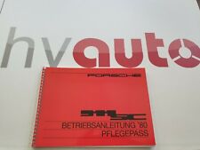 Operating instructions & service booklet care passport Porsche 911 SC 911 Carrera 3.0 1979/80 for sale  Shipping to South Africa