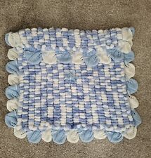 Baby  Fluffy Pom Pom Cover / Blanket For Car seat/Pram. WHITE AND BLUE  for sale  Shipping to South Africa