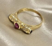 Vintage unusual Israeli 14ct 14k yellow gold Ruby cabochon ring size P 2.7g for sale  LONDON