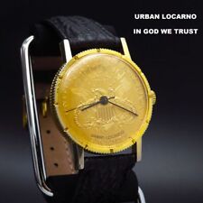 Reloj para hombre URBAN LOCARNO dorado EN DIOS CONFIAMOS con cuerda manual hecho en Suiza segunda mano  Embacar hacia Mexico