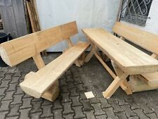 Sitzgruppe Gartenmöbel Massivholz (unbehandelt) 1 Tisch 2 Bänke NEU Handarbeit gebraucht kaufen  Rinchnach