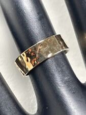 GOLD OVER 925 STERLING SILVER 6MM HAMMERED BAND RING SIZE 4.5 ADJUST PINKY 1556 for sale  Shipping to South Africa