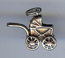 Vintage Argento Sterling 3D Dimensionale Bambino Carriage Ciondolo, used for sale  Shipping to South Africa
