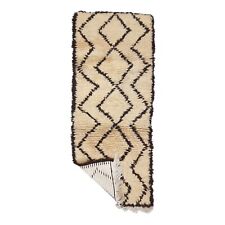 Alfombra marroquí hecha a mano vintage 2'6x6'1 bereber geométrica marrón y beige alfombra de lana segunda mano  Embacar hacia Argentina