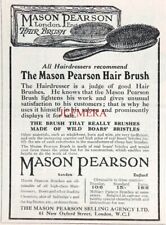 Mason Pearson 'Wild Boar Bristle' Hair Brush Advert: Original Antique 1921 Print usato  Spedire a Italy