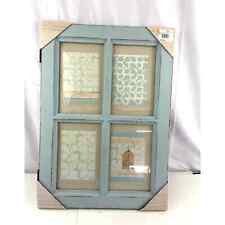Used, Distressed Blue Window Pane Decorative Collage Frame (4) 6"x 9" Linen Panels  for sale  Shipping to South Africa