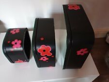 Set of 3 Retro Funky 60s 70s Black Mirror Wall Shelves Cupboards Quant Flower for sale  YORK
