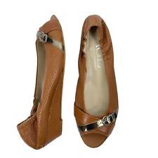 Attilio Giusti Leombruni AGL Brandy Perforated Leather Wedge Pumps Women Size 41, used for sale  Shipping to South Africa
