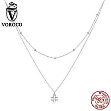 Colar corrente prata esterlina 925 camada dupla joias para moda feminina VOROCO comprar usado  Enviando para Brazil