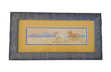 Pintura original em aquarela de cavalos correndo emoldurada fosca comprar usado  Enviando para Brazil