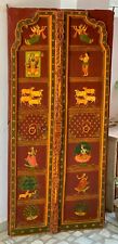 Old wooden door lord Krishna painted frame antique traditional heavy furniture for sale  Shipping to South Africa