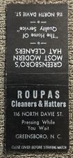 Usado, CAPA VINTAGE ROUPAS CLEANERS & HATTERS MATCHBOOK, N. DAVIE ST. GREENSBORO, N.C. comprar usado  Enviando para Brazil