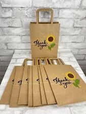10 bolsas de regalo de gracias bolsas de papel marrón Kraft con asas girasol, usado segunda mano  Embacar hacia Mexico