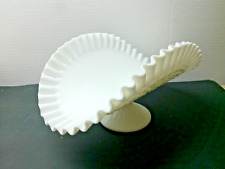 Vintage Fenton Hobnail Large White Milk Glass Footed Banana Pedestal Fruit Dish, used for sale  Shipping to South Africa