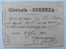 Cosenza 1892 giornale usato  Rionero In Vulture