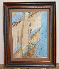 Pintura antiga em aquarela assinada com barcos navegando no mar em regata G5 comprar usado  Enviando para Brazil