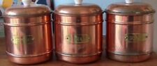 Tea sugar coffee caddies copper, tin lined circa 1950 for sale  WILMSLOW