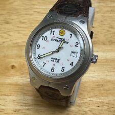 Timex Expedition relógio de quartzo masculino 50m prata branco couro militar nova bateria, usado comprar usado  Enviando para Brazil