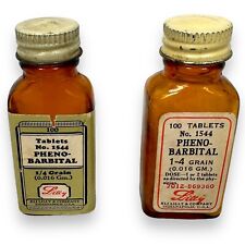Antiguo Vintage Eli Lilly Fenobarbital Tableta Vacía Botella de Vidrio Lote 2 Medicinas, usado segunda mano  Embacar hacia Argentina