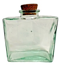 Jarro rectangular de vidrio verde vintage con tapa de corcho, SVE Italia, L100, decantador de whisky segunda mano  Embacar hacia Argentina