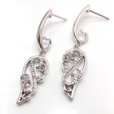 Jane Seymour Open Heart Angel Wing Diamond Sterling Silver Drop Earrings LLA3, used for sale  Mayfield