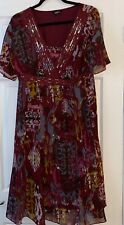 per una speziale sequin chiffon dress burgundy & aztec Print Knee Length Sz 14 for sale  Shipping to South Africa