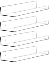 4 PCS Floating Shelves, Clear Acrylic, Display Ledge Wall Mounting 5 MM Thick for sale  Belleville