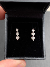 Used, 9ct gold three stone diamond drop earrings, boxed 9k 375 for sale  Shipping to South Africa