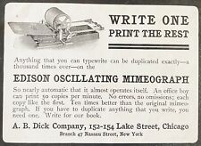1901 MIMEÓGRAFO OSCILANTE EDISON anuncio impreso de colección ~ antiguo copiadora duplicadora foto segunda mano  Embacar hacia Argentina