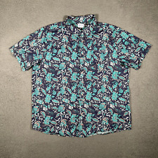 Camisa masculina Hurley XXL azul havaiana floral ossos de caveira estampa por toda parte botão para cima comprar usado  Enviando para Brazil
