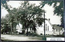 1940 RPPC Vista de la Iglesia Bautista Histórica, Piedra, Winnebago, Estampillada sin usar segunda mano  Embacar hacia Argentina