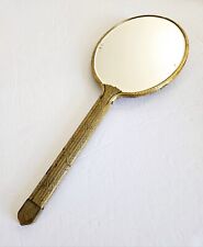 Espejo de mano ovalado de tocador de latón Art Deco de 1920 biselado tono dorado , usado segunda mano  Embacar hacia Argentina