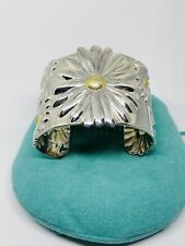 2003 Tiffany & Co Daisy Cuff Bracelet 18k Gold 925 Sterling Silver 2” Wide Pouch for sale  Chicago